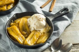 Homemade Grilled Bananas Foster with Ice Cream
