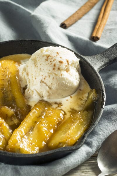 Homemade Grilled Bananas Foster with Ice Cream
